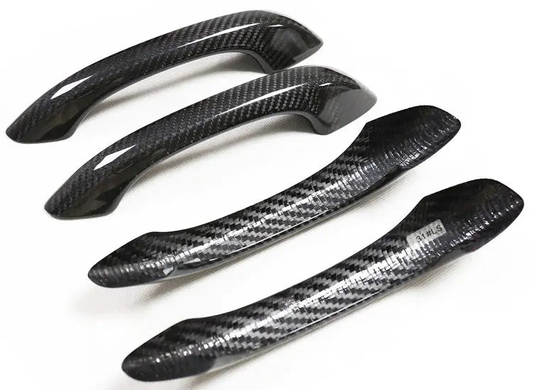 Porsche carbon fiber door handle covers, close-up of the weave, view 6