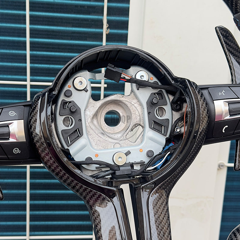 BMW STEERING WHEEL | FLAT BOTTOM | ALCANTARA & CARBON FIBER