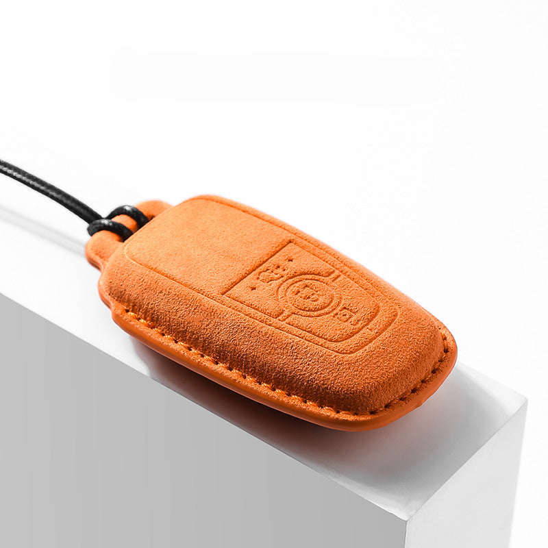 Orange suede Ford key case for 3-button remote