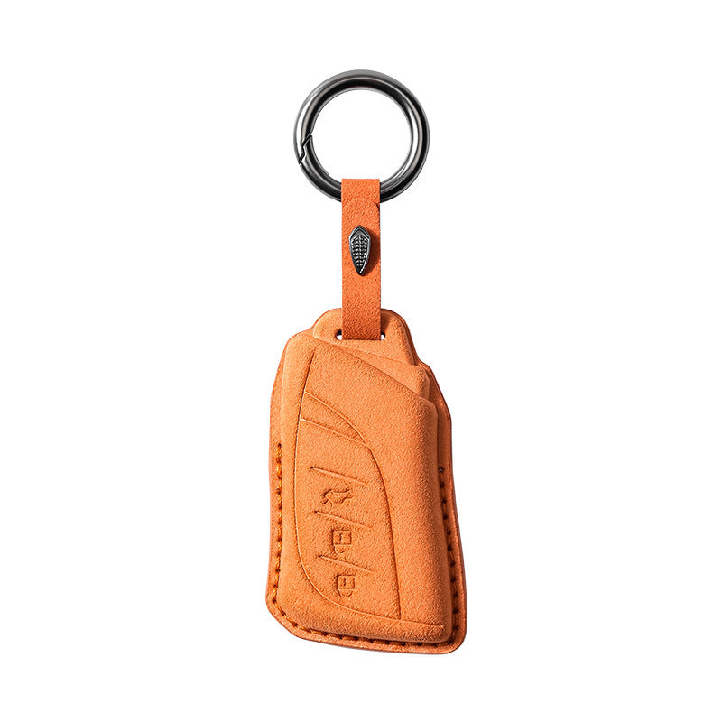 Lexus key cover in Alcantara material hanging on loop
