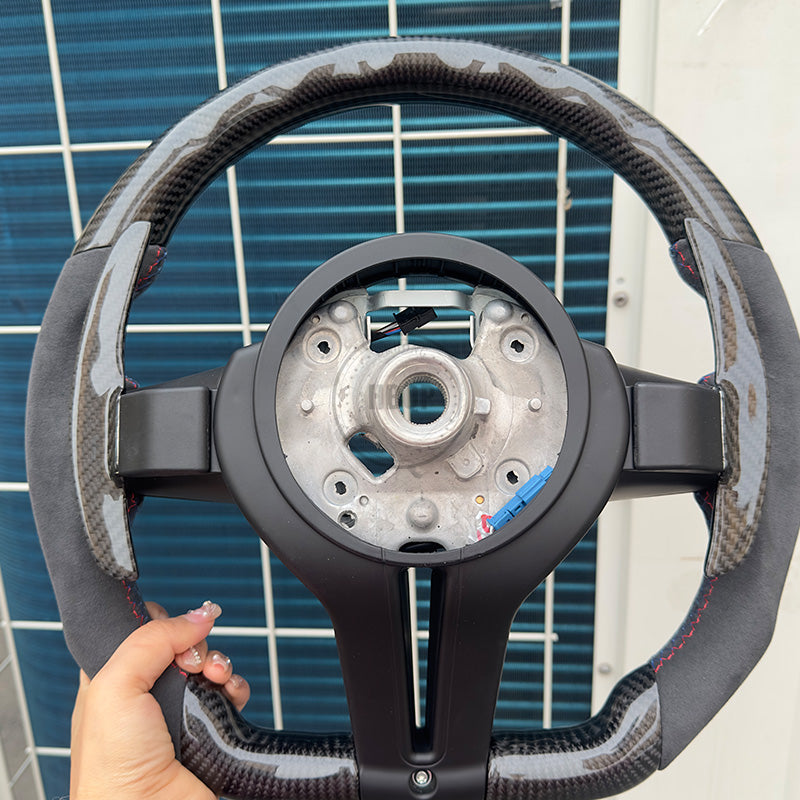 BMW STEERING WHEEL | FLAT BOTTOM | ALCANTARA & CARBON FIBER