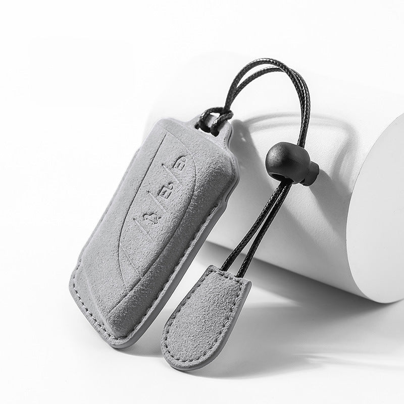 Gray Alcantara key fob cover for Lexus remote key