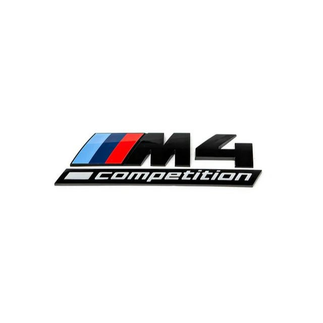BMW M4 Competition emblem – gloss black with M stripes for G82