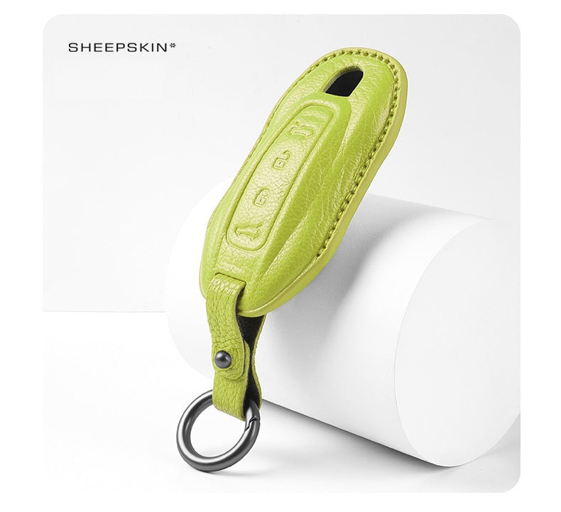 Porsche Type C sheepskin key cover - Green