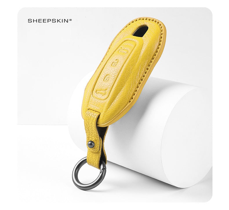 Porsche Type C sheepskin key cover - Yellow