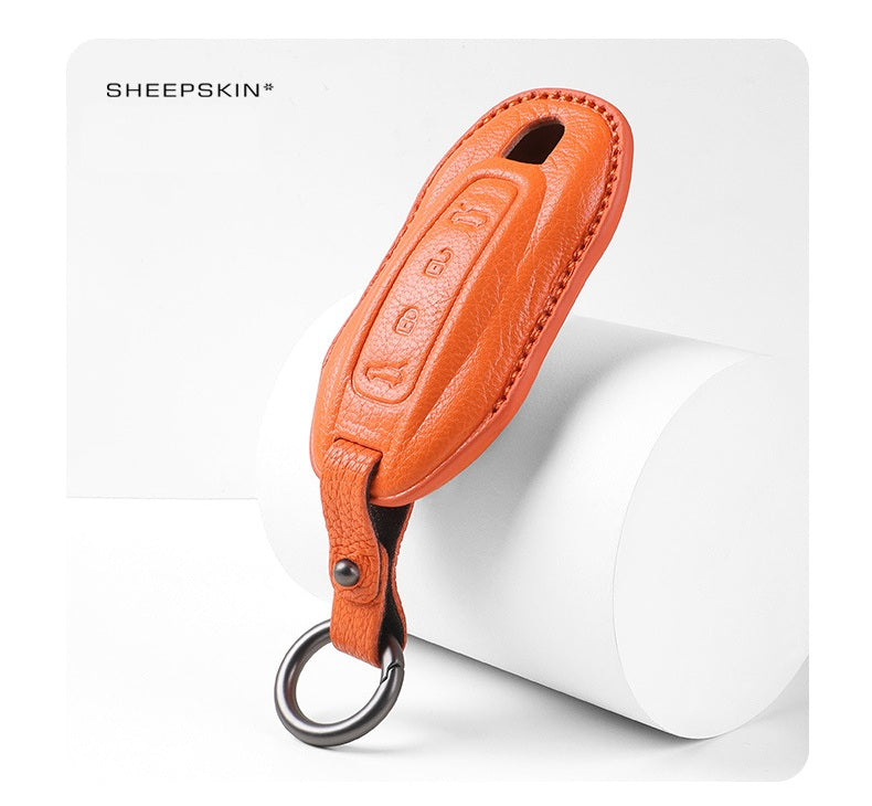 Porsche Type C sheepskin key cover - Orange