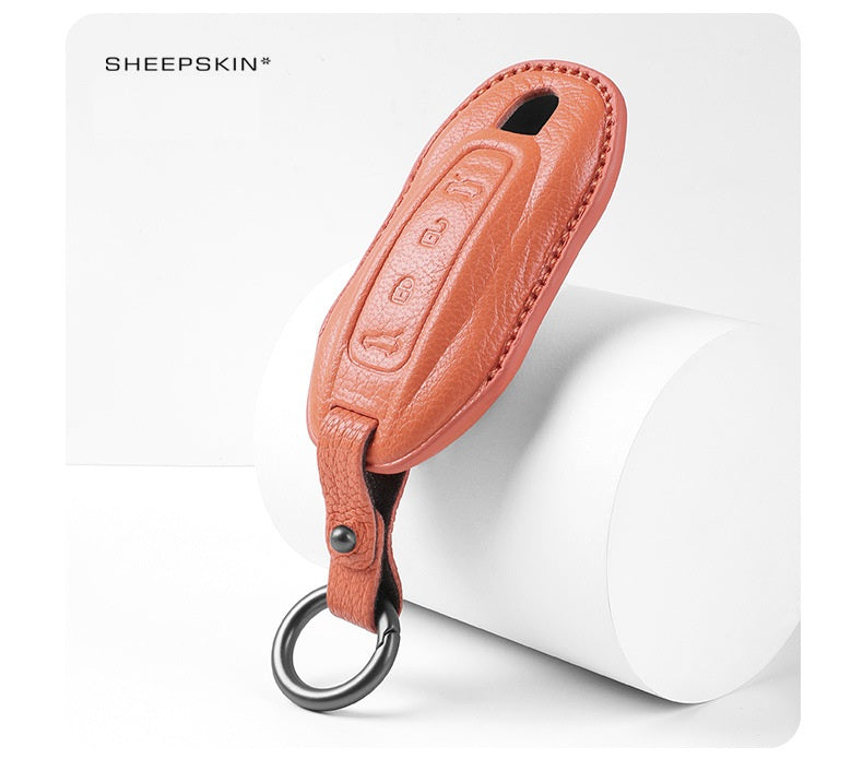 Porsche Type C sheepskin key cover - Brown
