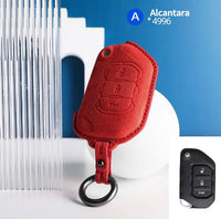 Jeep Alcantara suede key fob cover in red