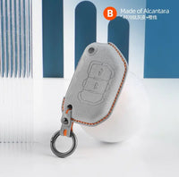 Jeep Alcantara suede key fob cover in light grey