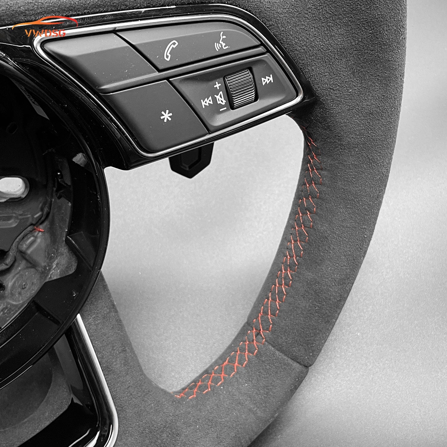 Audi Alcantara Flat - Bottom Steering Wheel | Urus - Style Paddles | Red Center Stripe - Jonparts