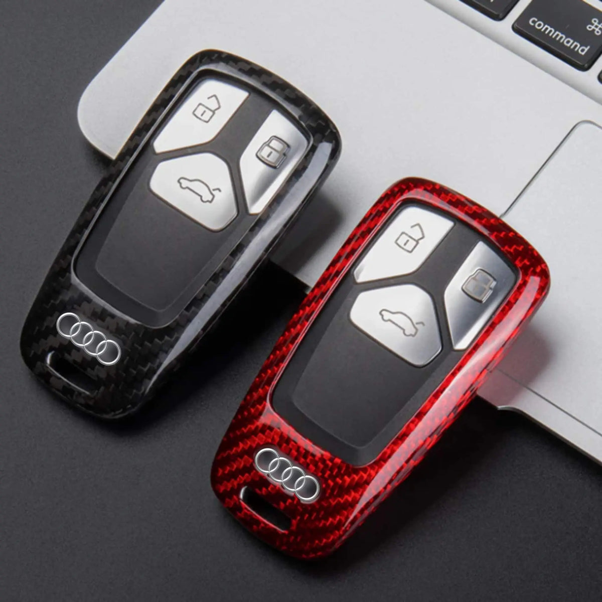 Audi carbon fiber key fob cover, view 3