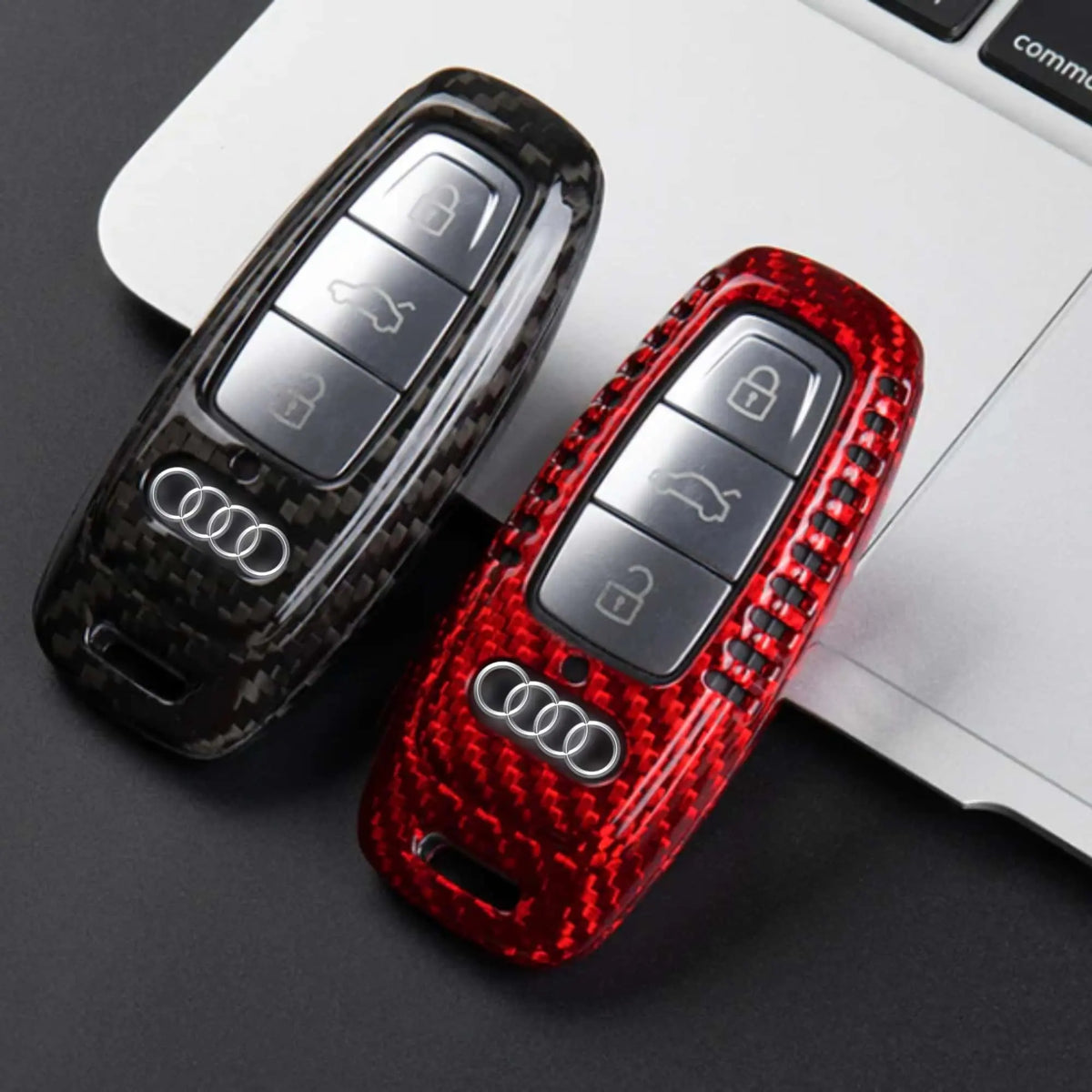 Audi carbon fiber key fob cover, view 2
