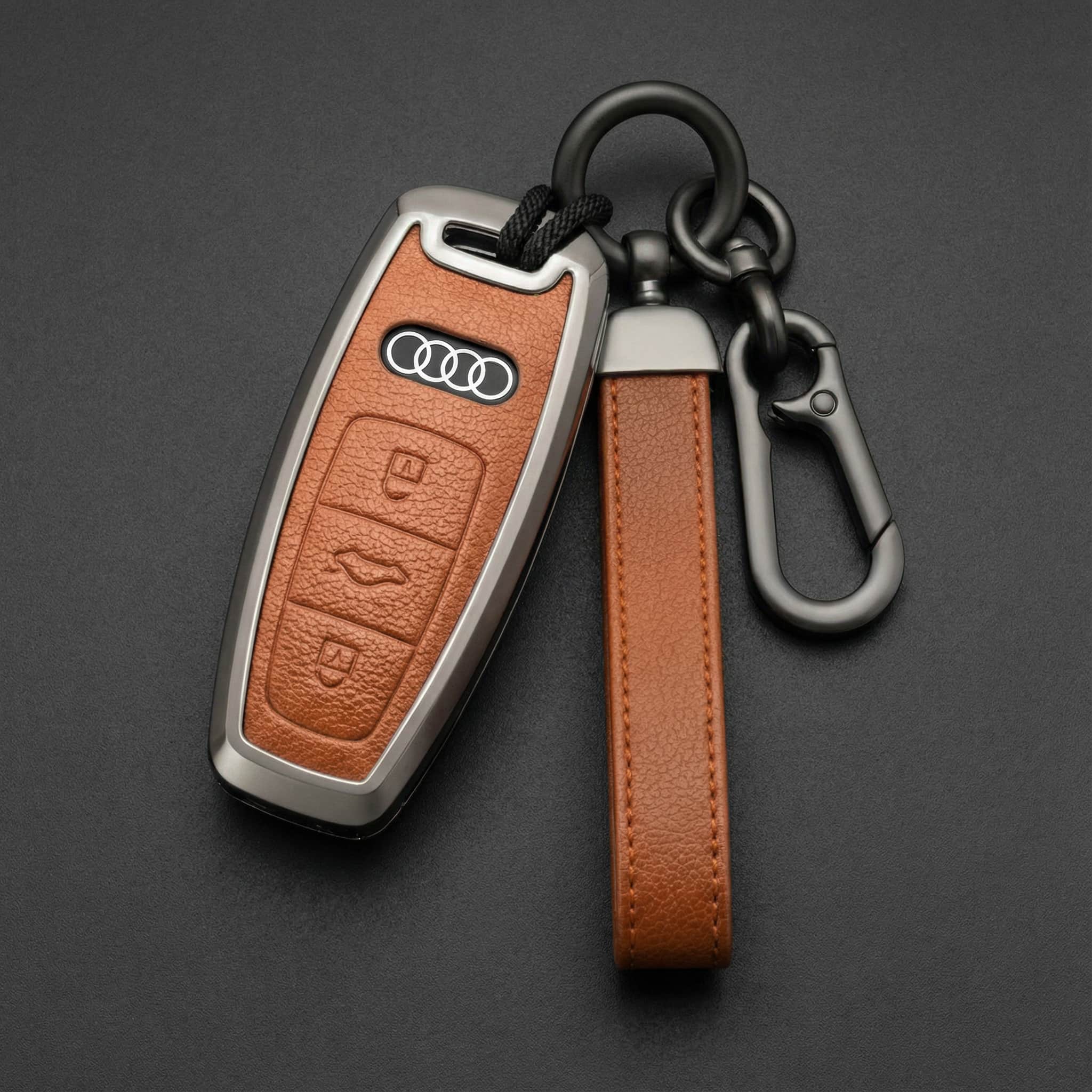 Audi key cover D-Type alloy in brown – fits multiple Audi models