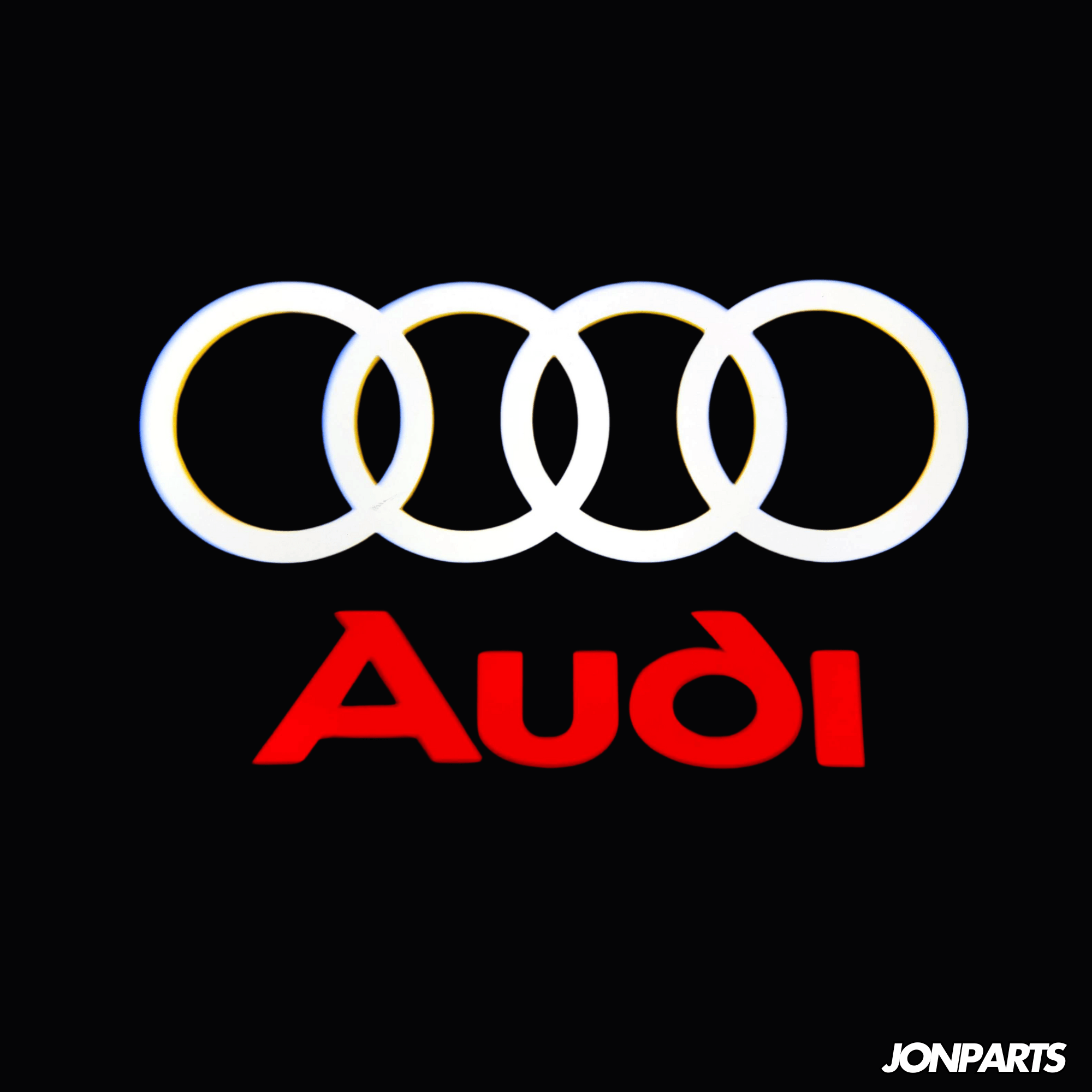 Audi LED puddle light with red Audi logo
