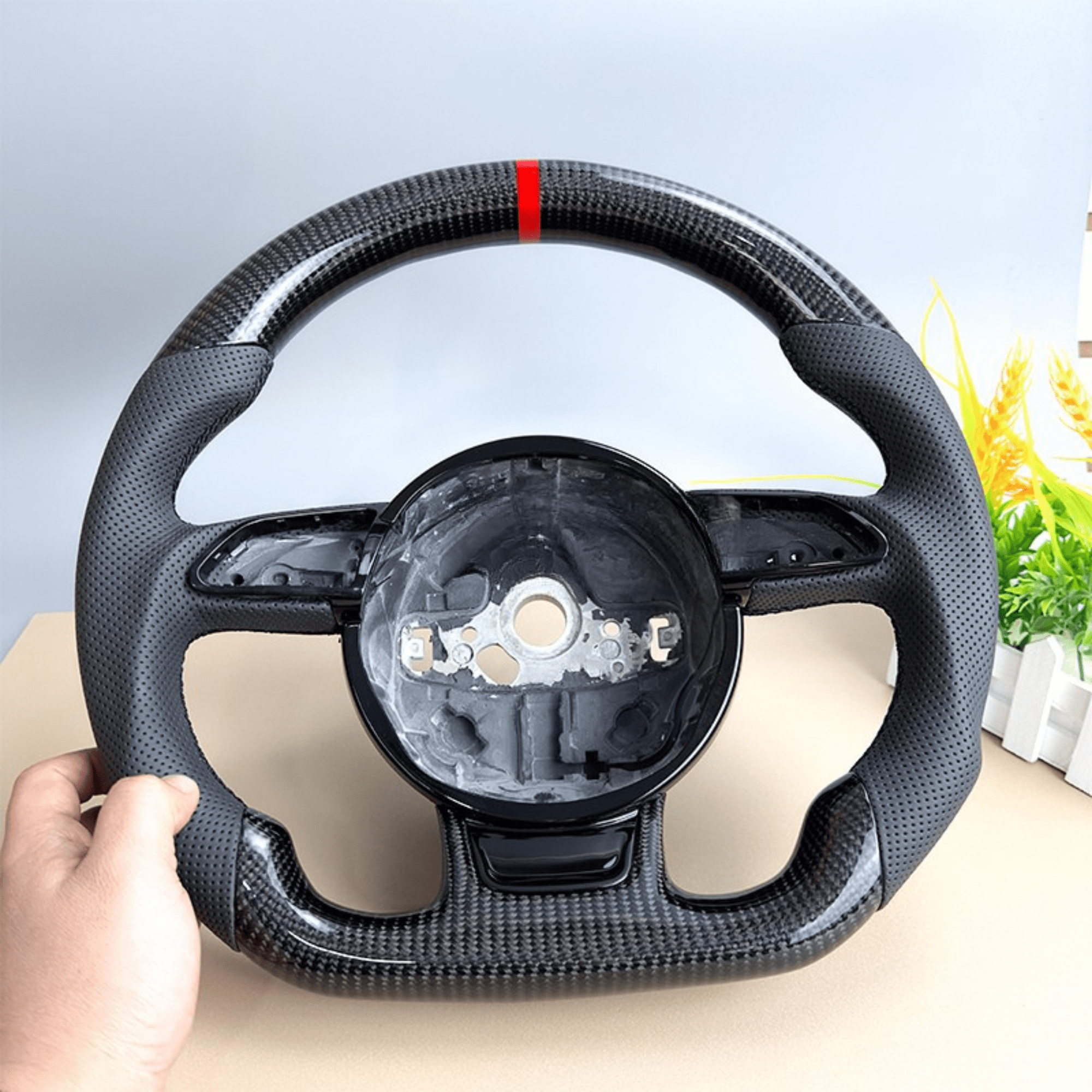 AUDI STEERING WHEEL | FLAT - BOTTOM | CARBON FIBER - Jonparts