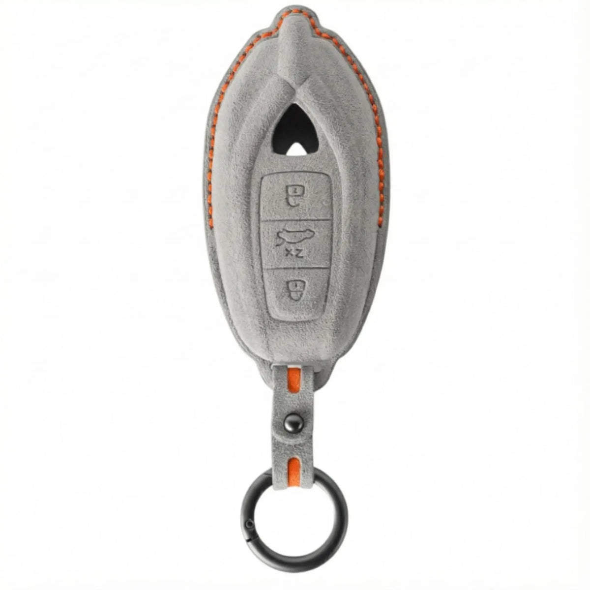 Lamborghini Alcantara suede key fob cover in light grey (orange stitching)