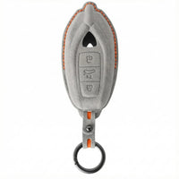 Lamborghini Alcantara suede key fob cover in light grey (orange stitching)