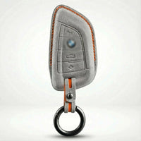 BMW Alcantara suede key fob cover in light grey