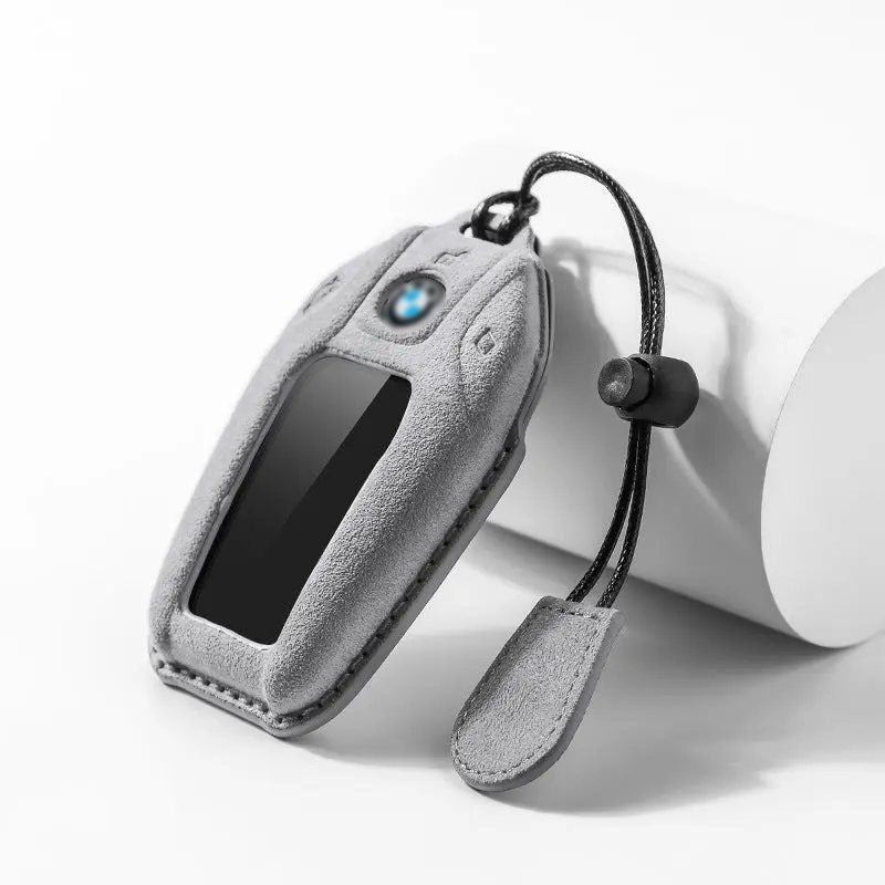 BMW Alcantara suede key fob cover in light grey
