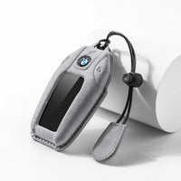 BMW Alcantara suede key fob cover in light grey