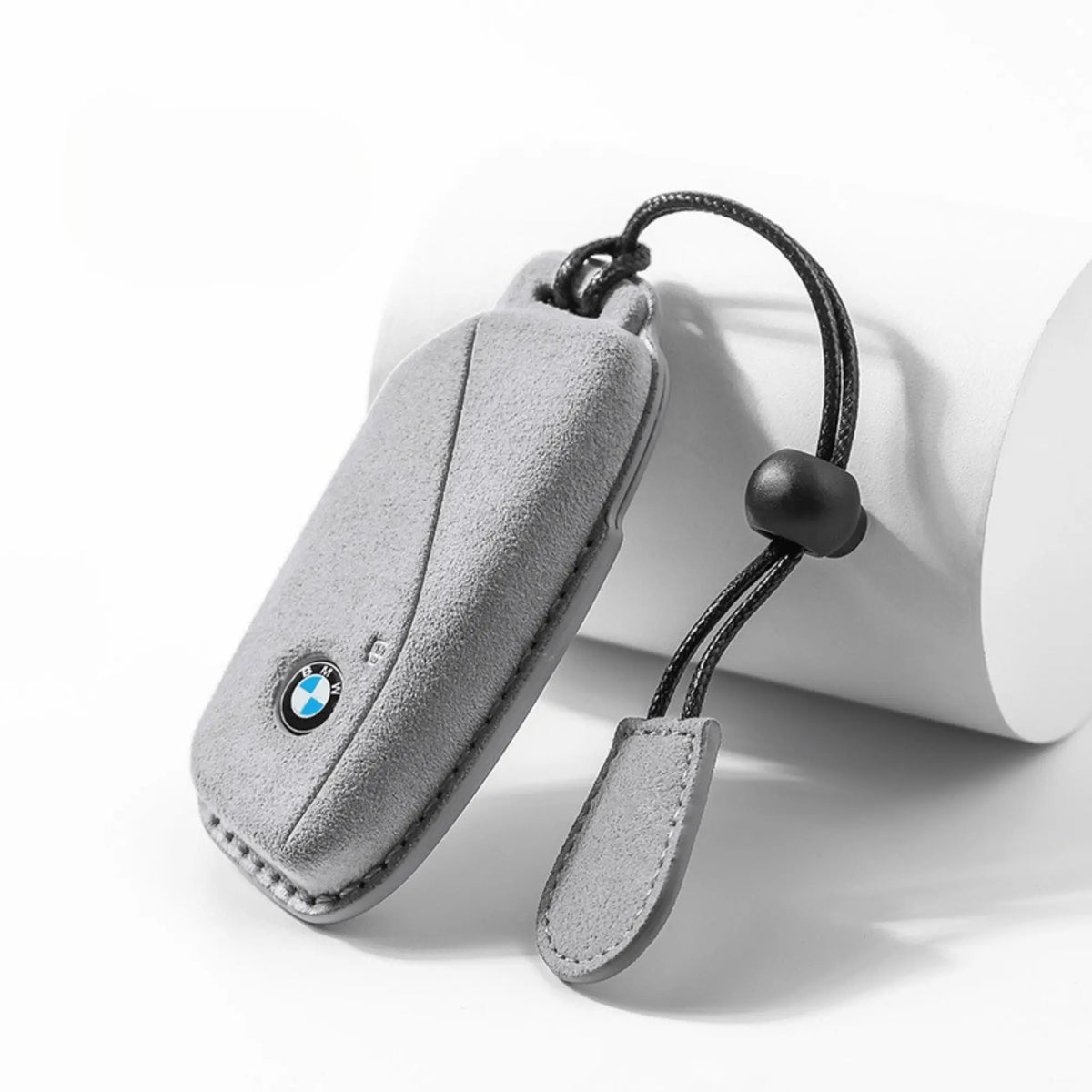 BMW Alcantara suede key fob cover in light grey
