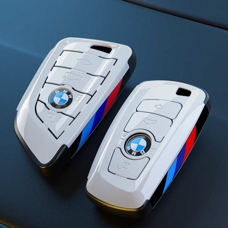 BMW Key Cover - White With M Stripes