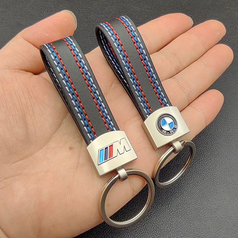 BMW M leather keychain with M Power logo – premium quality