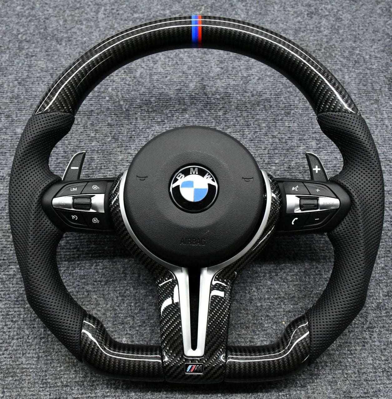 BMW STEERING WHEEL | F SERIES | FLAT BOTTOM | CARBON FIBER - Jonparts