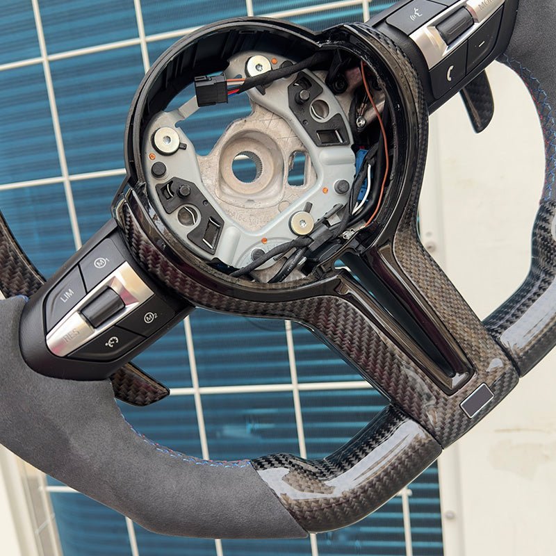 BMW STEERING WHEEL | FLAT BOTTOM | ALCANTARA & CARBON FIBER - Jonparts
