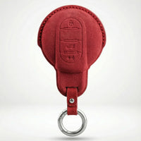 MINI Alcantara suede key fob cover in dark grey (red stitching)