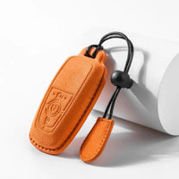 Ford Alcantara suede key fob cover in orange