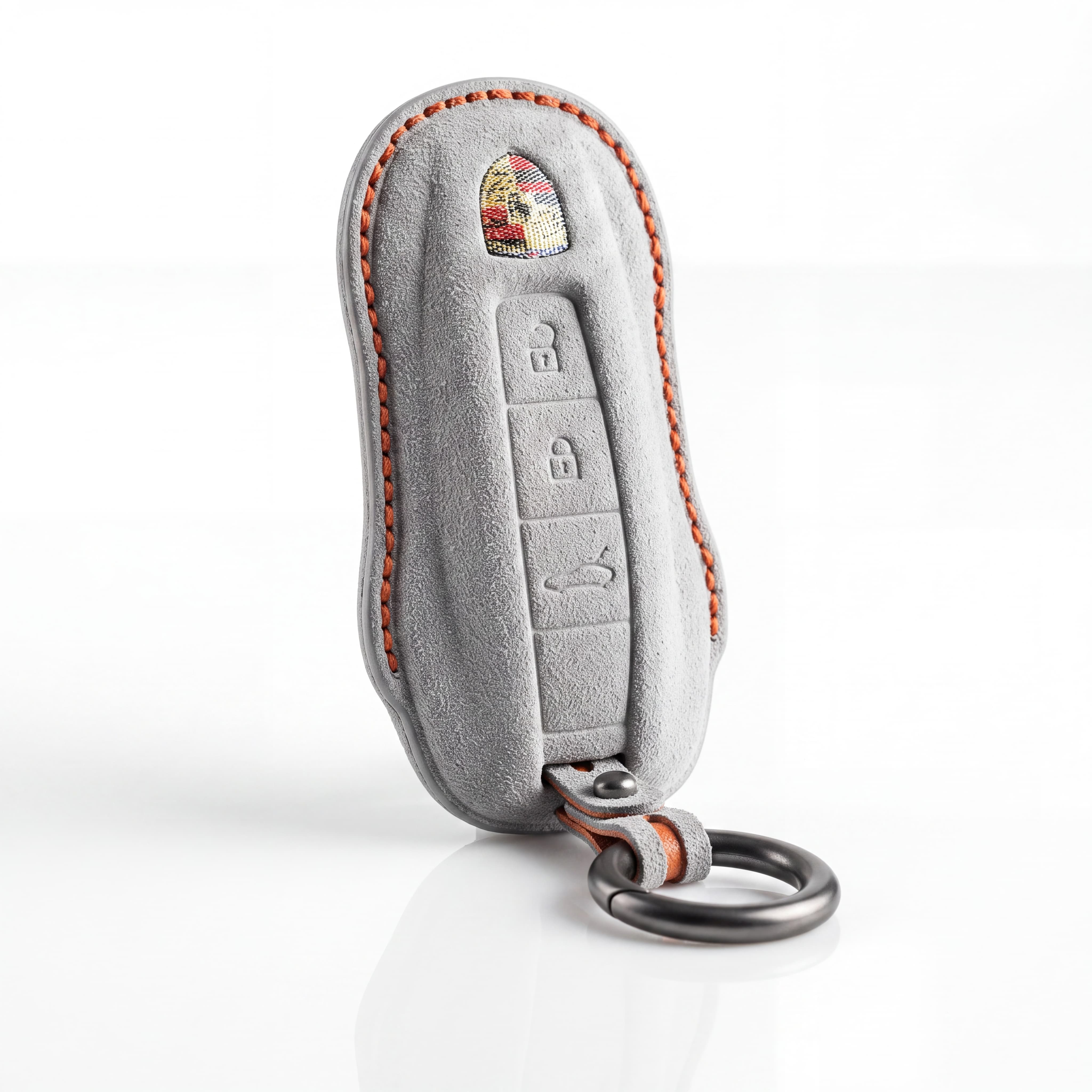 Porsche Key Cover - Light Grey Alcantara