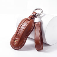 Porsche leather key fob cover in brown