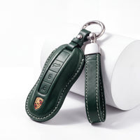 Porsche leather key fob cover in green