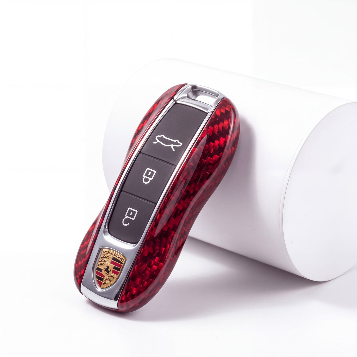 Porsche carbon fiber key fob cover in red carbon