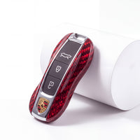 Porsche carbon fiber key fob cover in red carbon
