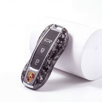 Porsche carbon fiber key fob cover in forged carbon