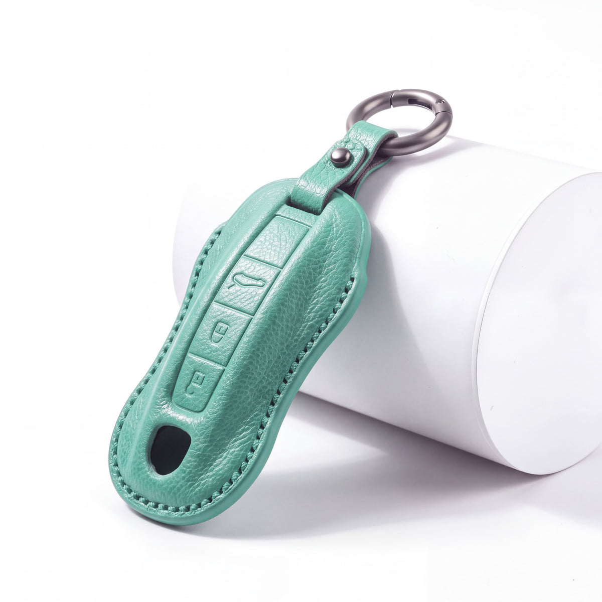 Porsche leather key fob cover in cyan