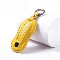 Porsche leather key fob cover in yellow