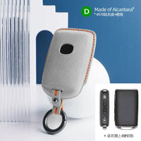 Mazda Alcantara suede key fob cover in light grey (orange stitching)