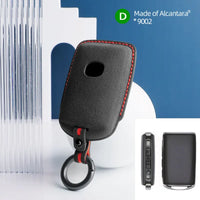 Mazda Alcantara suede key fob cover in black (red stitching)