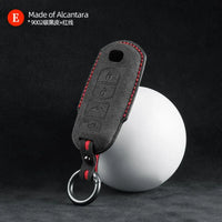 Mazda Alcantara suede key fob cover in black (red stitching)