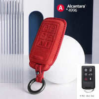 Volvo Alcantara suede key fob cover in red