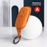 Range Rover Alcantara suede key fob cover in orange