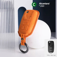 Volkswagen Alcantara suede key fob cover in orange
