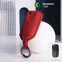 Volkswagen Alcantara suede key fob cover in red