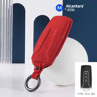 Volkswagen Alcantara suede key fob cover in red