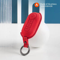Fiat Alcantara suede key fob cover in red