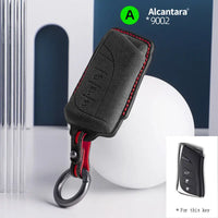 Lexus Alcantara suede key fob cover in black (red stitching)