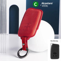 Lexus Alcantara suede key fob cover in red